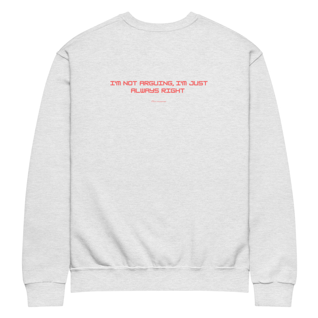 Gray sweatshirt with red text on the back on a white background