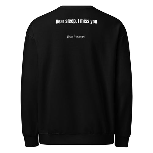 Black sweatshirt with a QR code on the back against a white background