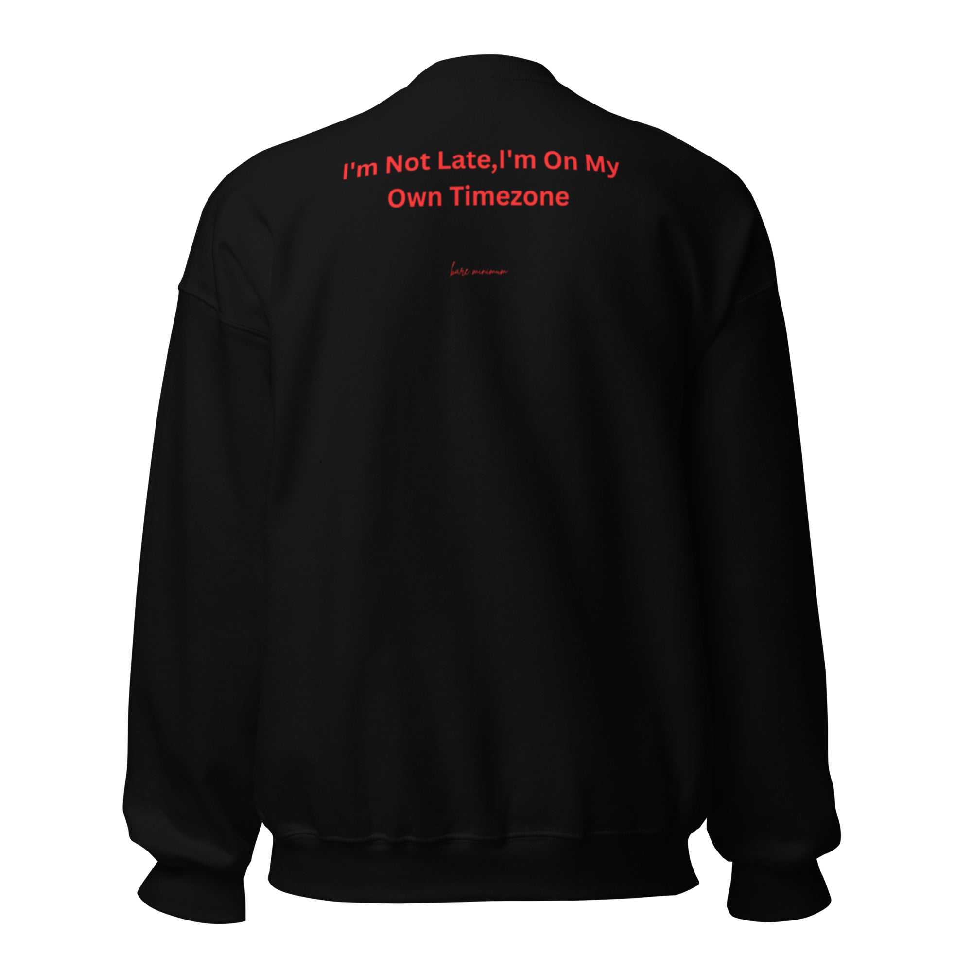 Black jacket with red text on the back on a white background