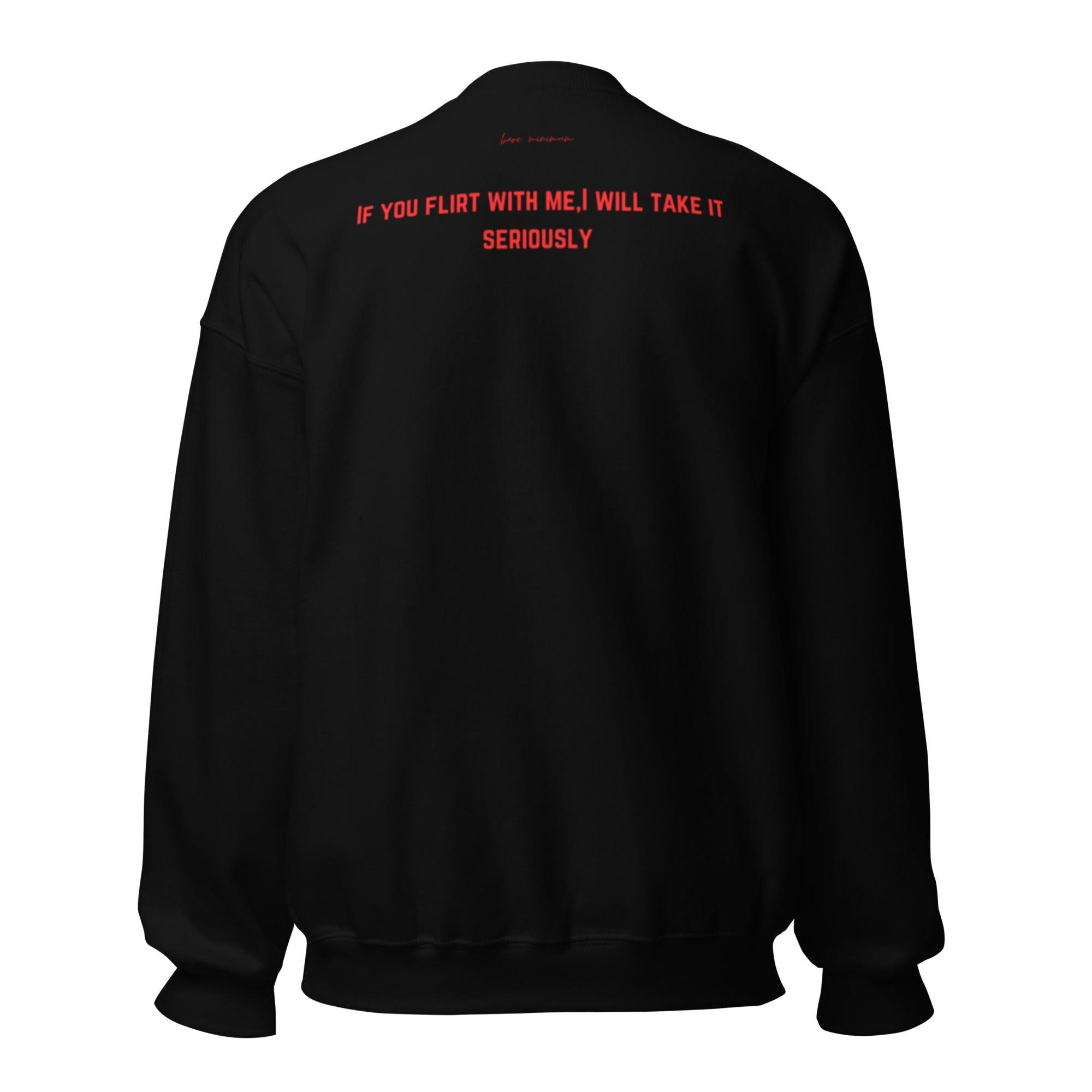 Black jacket with red text on the back on a white background