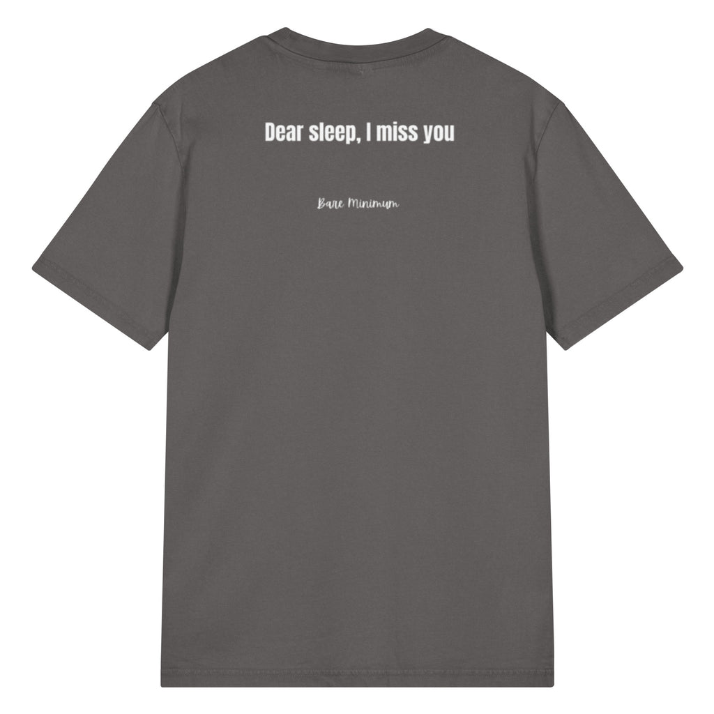 Gray t-shirt with text on the back on a white background