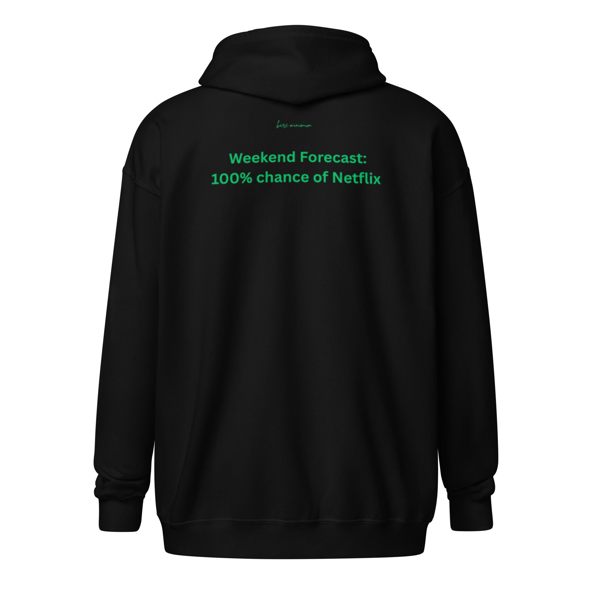 Black hoodie shown from the back on a white background